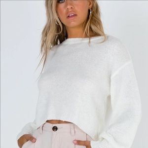NWT Princess Polly NEVEAH CROPPED SWEATER WHITE